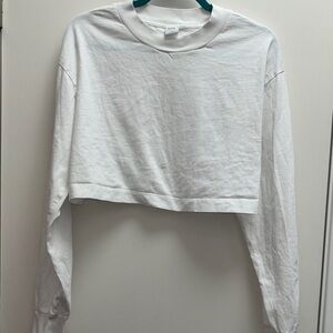Women's White Cropped Long-Sleeve Tee